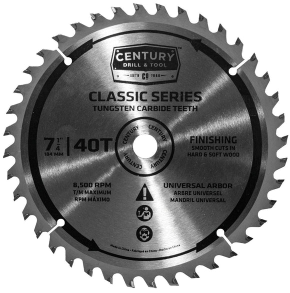Century Drill & Tool Classic Series Circular Saw Blade Universal Arbor Finishing