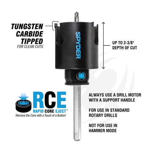 Spyder 4-1/2 Tungsten Carbide Tipped (TCT) Non-Arbored Hole Saw Rapid Core Eject®